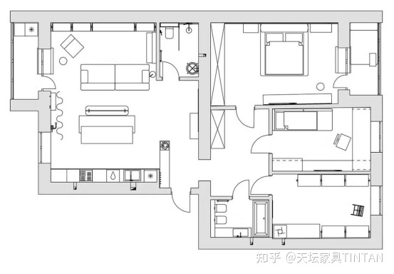 70㎡小戶型營造高級感，現(xiàn)代簡約兩居室家裝案例分享